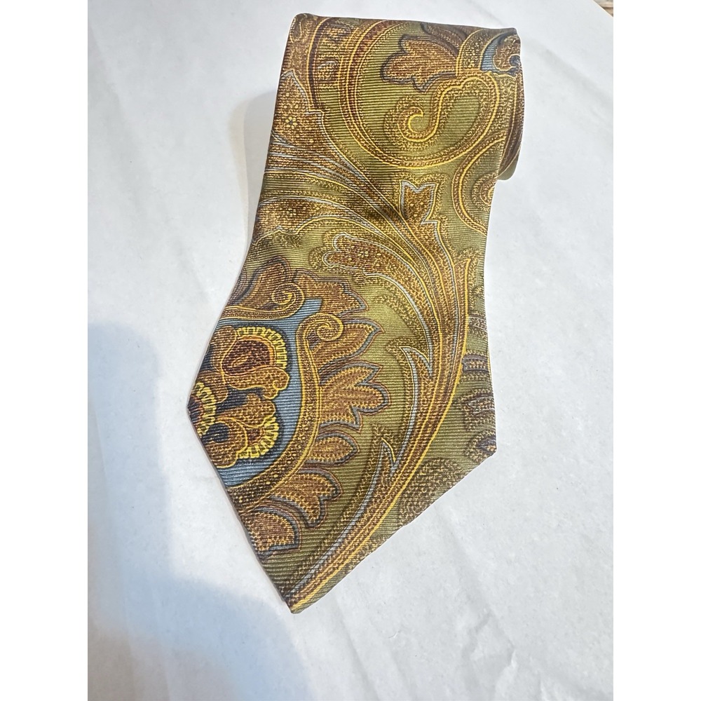 Vtg Tommy Hilfiger Vintage Silk Tie Italian Silk Paisley Green Red Made USA 50"